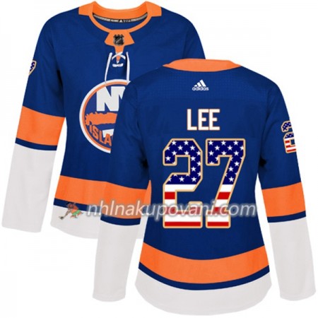 New York Islanders Dresy Anders Lee 27 2017-2018 USA Flag Fashion Modrá Adidas Authentic - Dámské